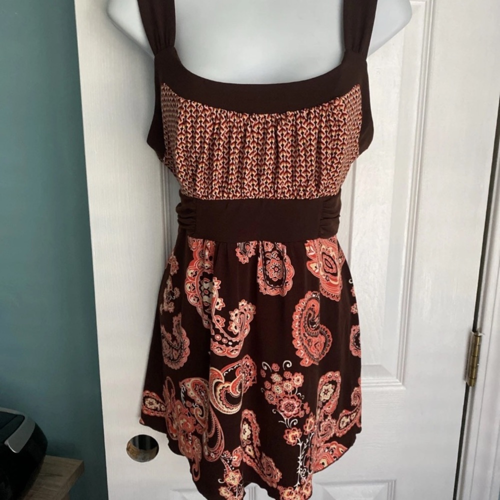 Speechless Brown and Red Paisley Blouse